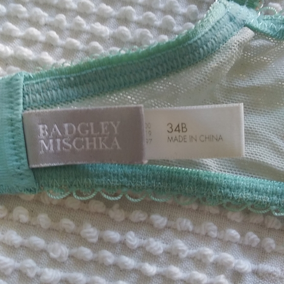 Badgley Mischka Satin Blue Black Lace Bra - Picture 6 of 6